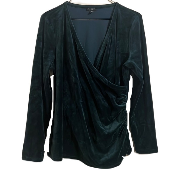 Talbots Tops - Talbots, Wrap Front, Long Sleeves Top, Forest Green, Size LP
